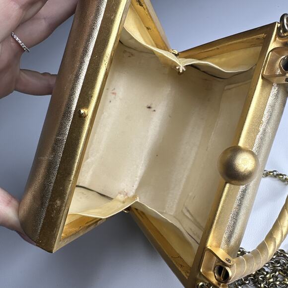 Rare Inge Christopher Soft Gold Metal Evening Clutch, Cocktail Minaudière Purse - Picture 10 of 16